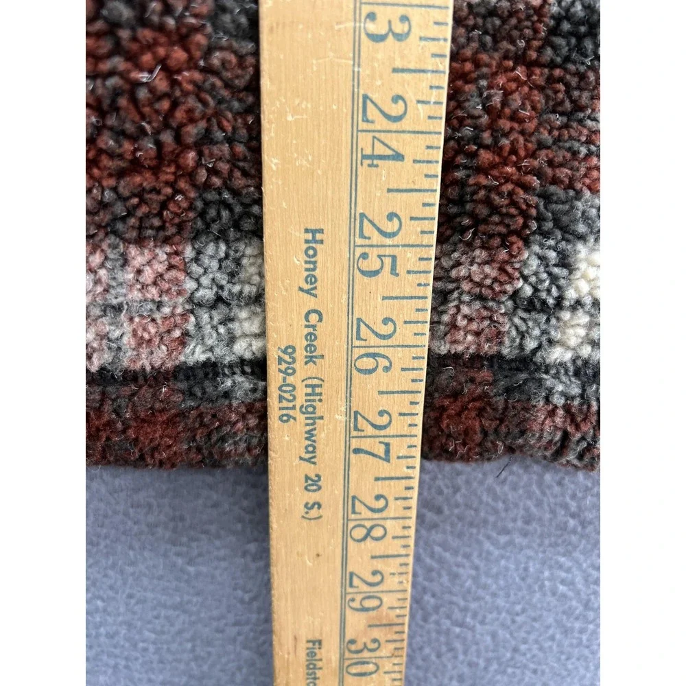 VTG Banana Republic Pullover Mens Large Plaid Sherpa Fleece Quarter Zip Burgundy